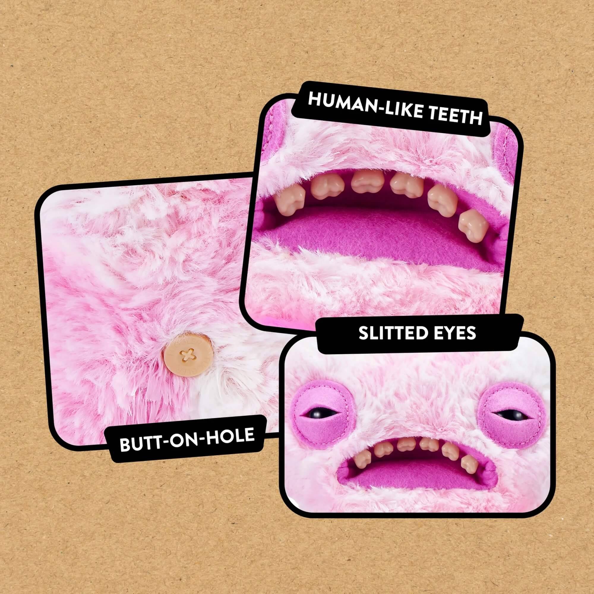 ZURU 15774B - Fuggler Love Fugg 23 cm - Wide Eyed Weirdo (Pink) - Monster-Plüsch
