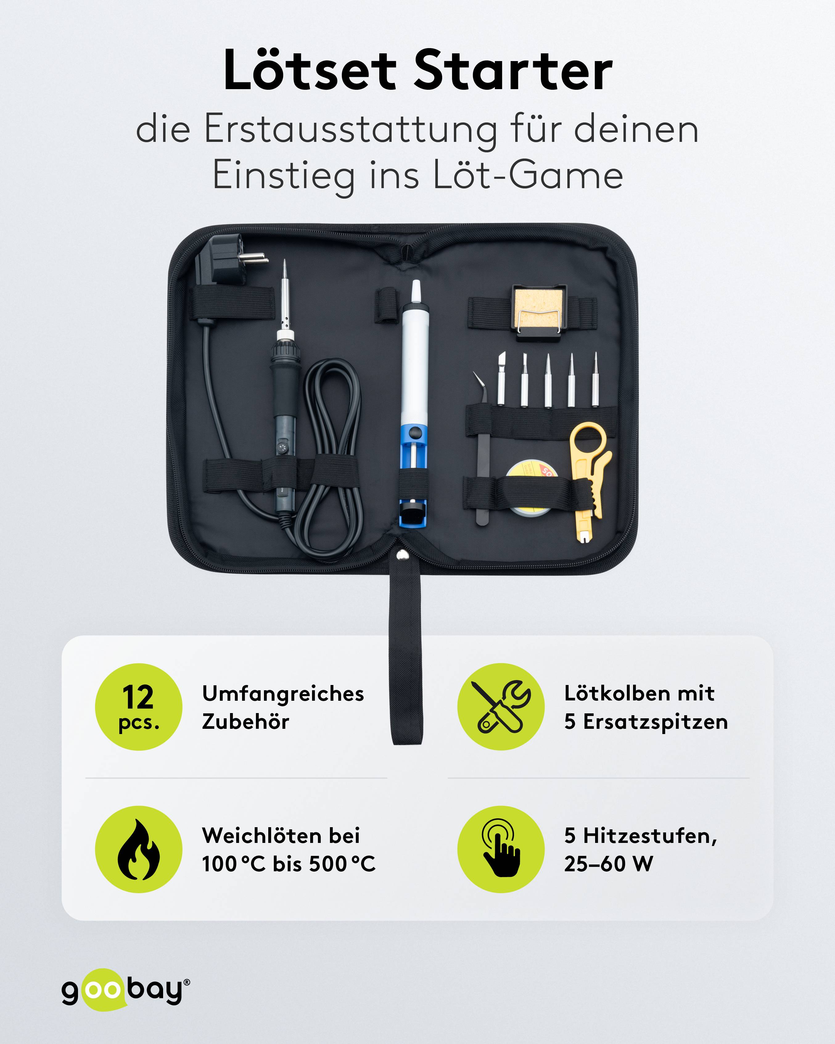 GOOBAY Lötset Starter, 77995, 12-teilig