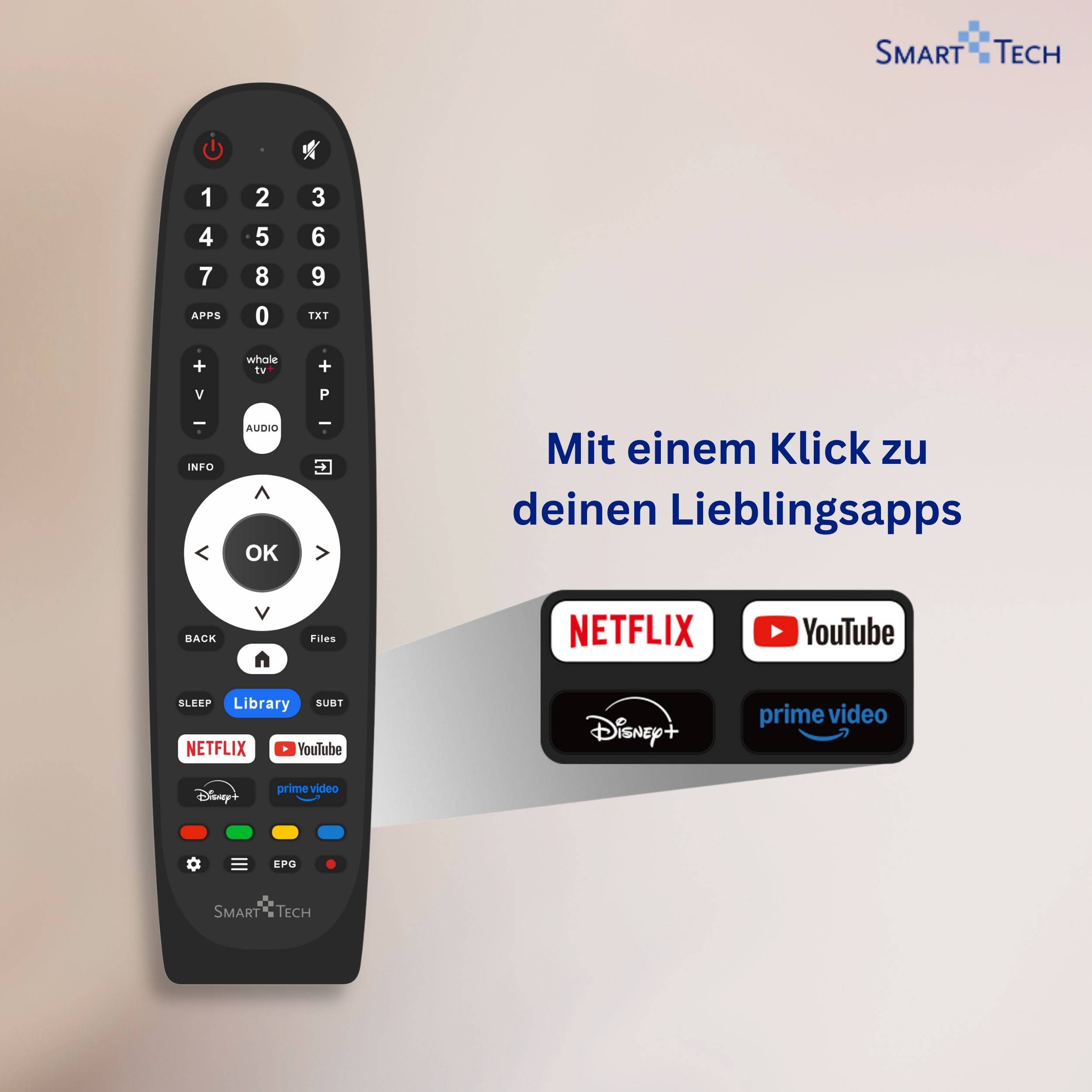 Smart Tech 32HH01K Fernseher 32 Zoll Whale Smart TV - HDR TV mit HD Auflösung, Bluetooth (2026)