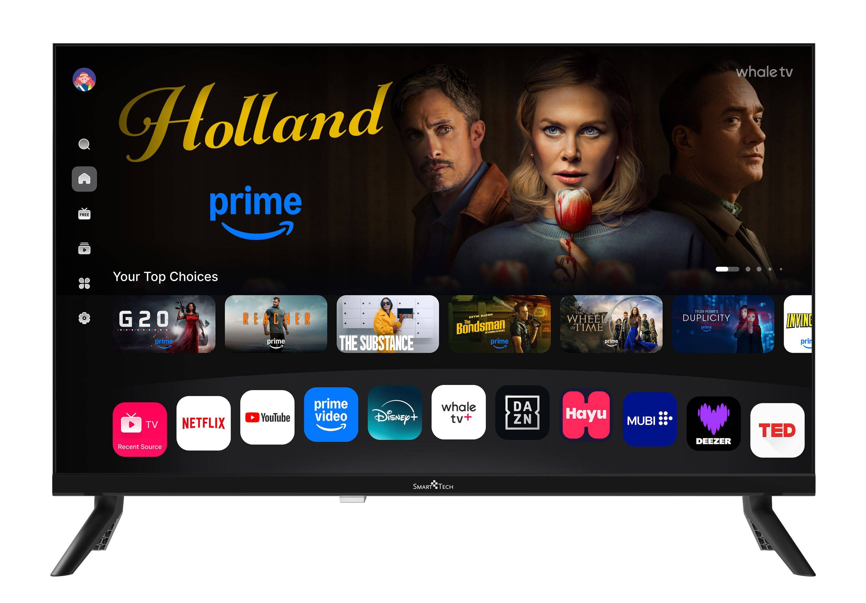 Smart Tech Fernseher 24 Zoll Whale Smart TV - HDR TV mit HD-ready, Bluetooth und Triple-Tuner