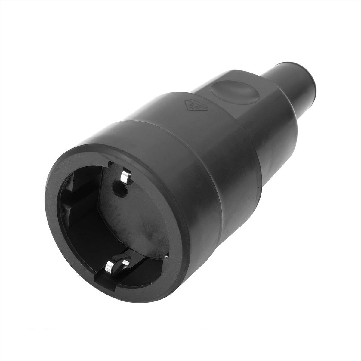 BACHMANN Vollgummikupplung CEE7/3 Vollgmmi IP44 VDE, Knickschutz montierbar, schwarz