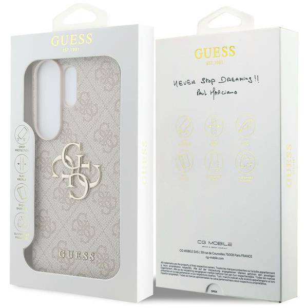 Guess Hülle rosa Galaxy S26 Ultra Kunstleder Big Logo goldfarben Metall