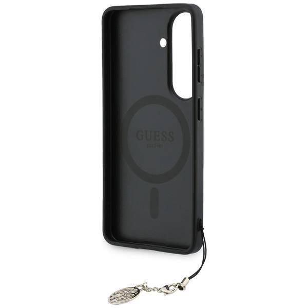 Guess Hülle Classic Galaxy S26 Kunstleder grau MagSafe mit Kette goldfarbig