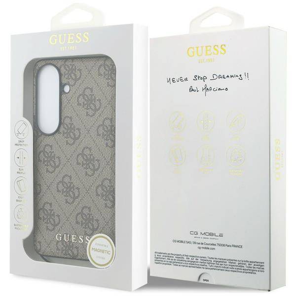 Guess Hülle Classic Galaxy S26 Kunstleder braun MagSafe mit Kette goldfarbig
