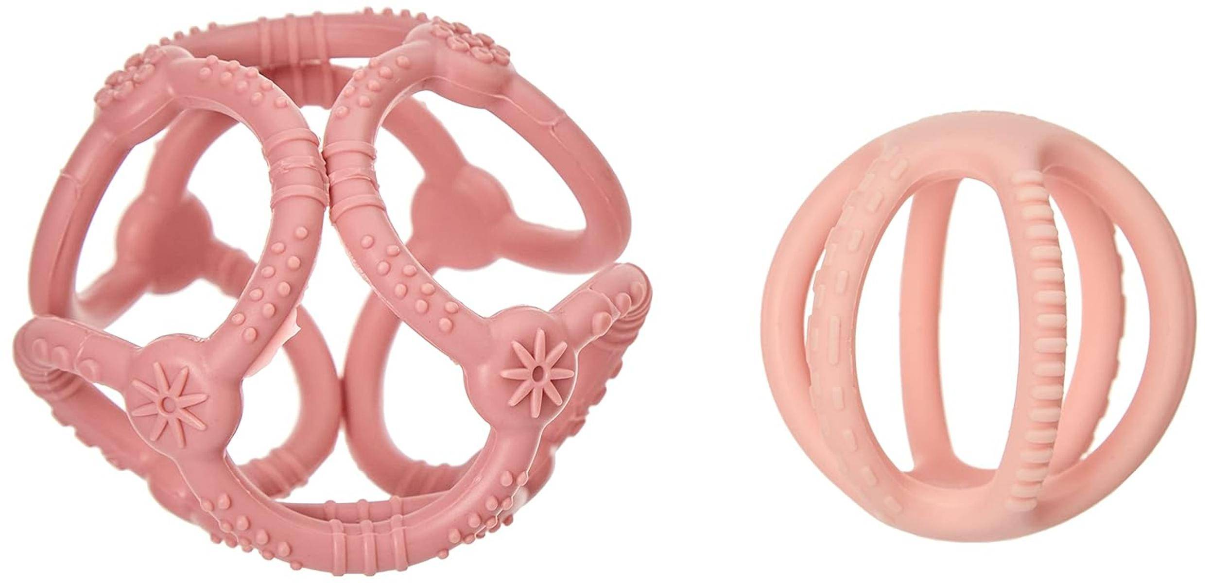 Nattou Silikonbälle 2er Set Greifen Beißen BPA-frei Ø 10+7cm Silicon rosa