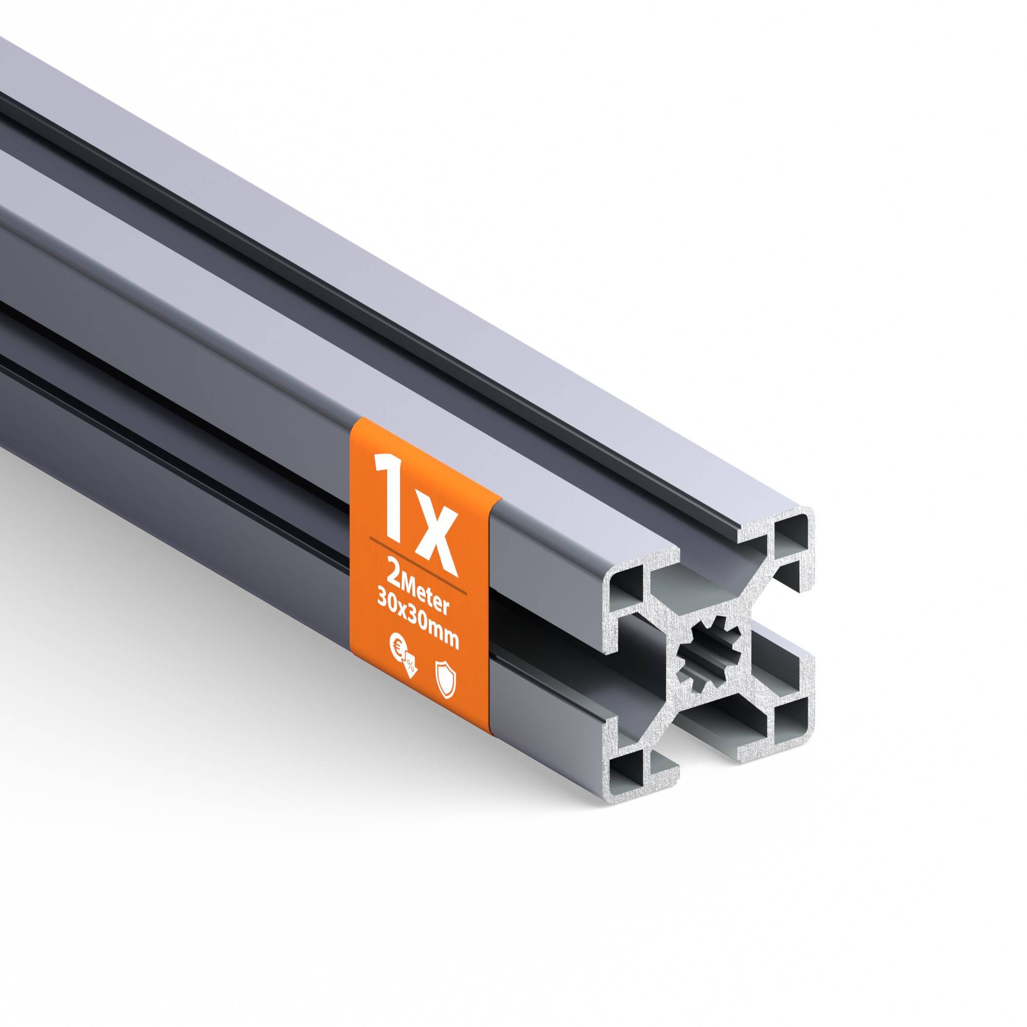 TIVENDIS Konstruktionsprofil 30x30 8 Nut 1 Stück 2 Meter Aluminium Alu Profil silber eloxiert Systemprofil für Rahmenbau und Montage