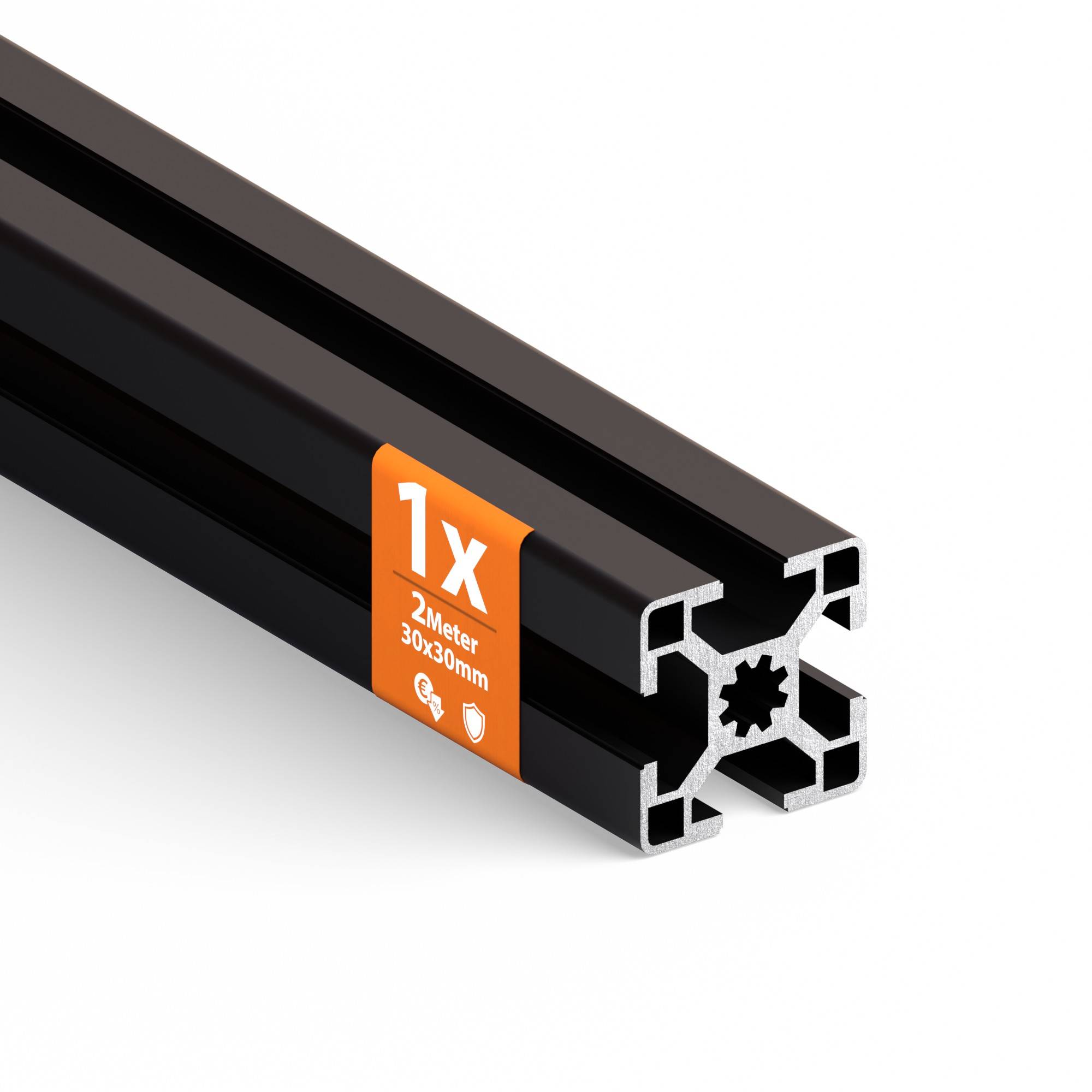 TIVENDIS Konstruktionsprofil 30x30 8 Nut 1 Stück 2 Meter Aluminium Alu Profil schwarz eloxiert Systemprofil für Rahmenbau und Montage