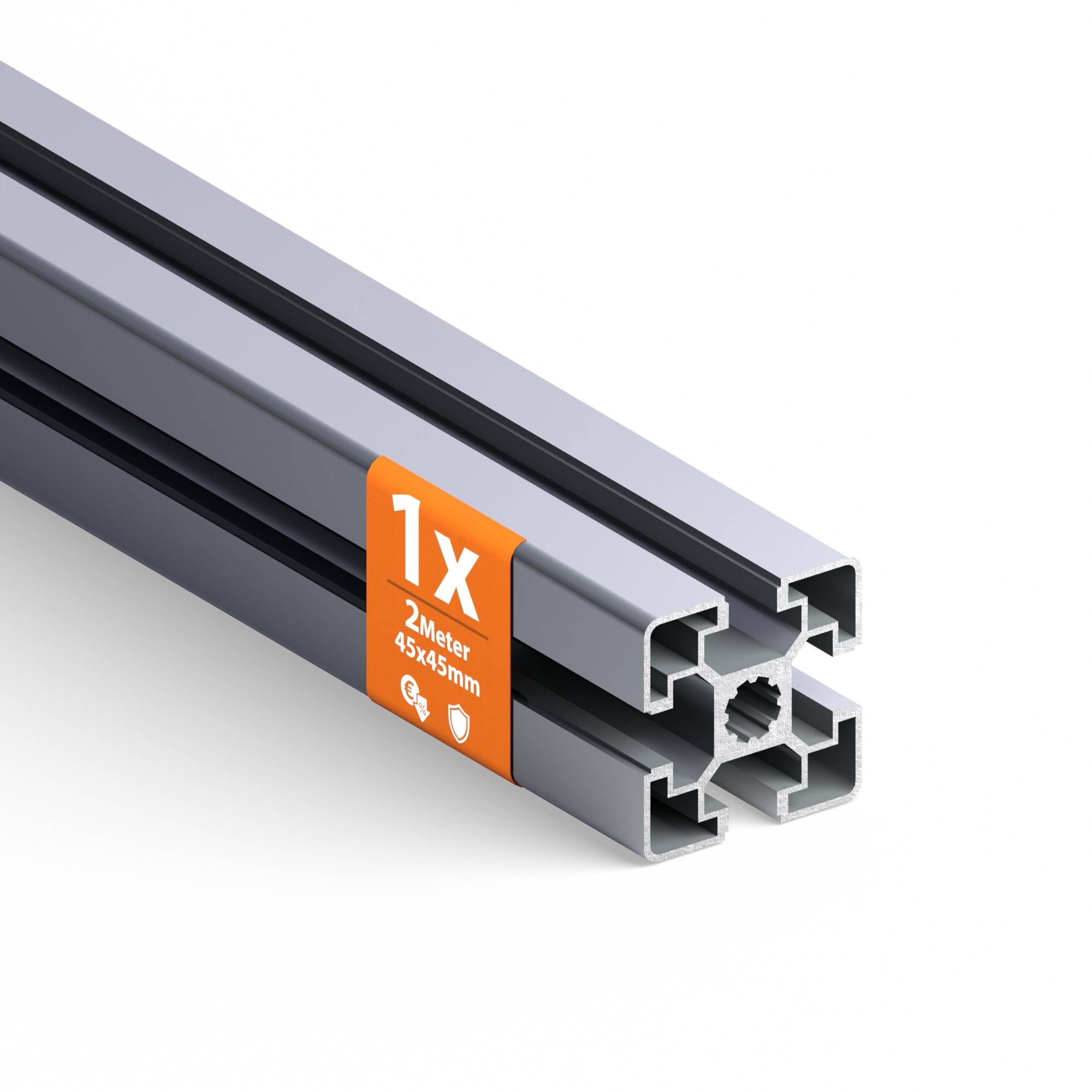 Konstruktionsprofil 45x45 10 Nut 1 Stück 2 Meter Aluminium Alu Profil silber