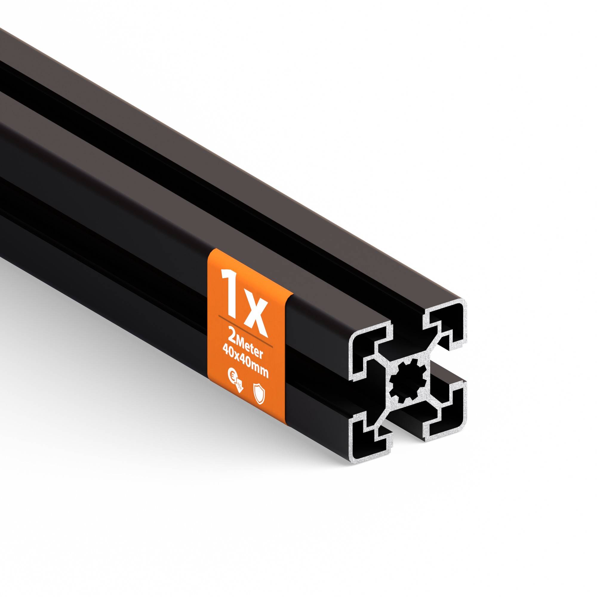 TIVENDIS Konstruktionsprofil 40x40 8 Nut 1 Stück 2 Meter Aluminium Alu Profil schwarz eloxiert Systemprofil für Rahmenbau und Montage