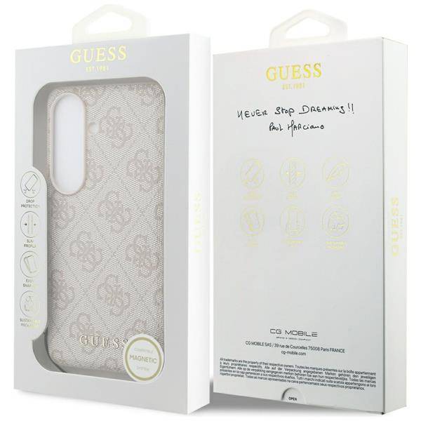 Guess Hülle Classic Galaxy S26 Kunstleder rosa MagSafe mit Kette goldfarbig