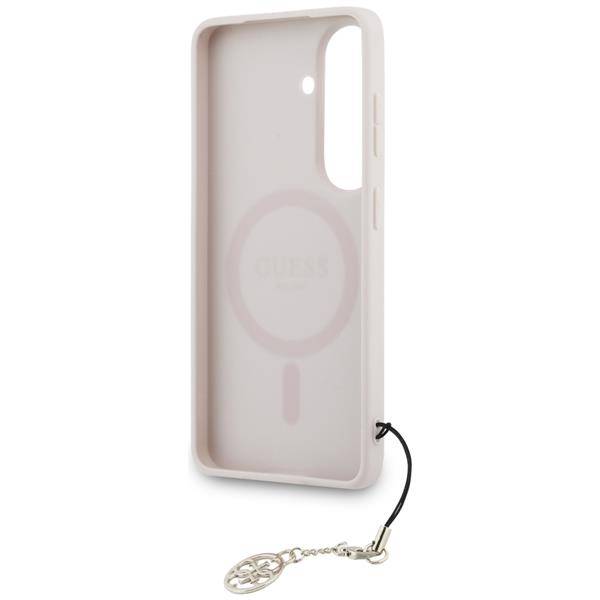 Guess Hülle Classic Galaxy S26 Kunstleder rosa MagSafe mit Kette goldfarbig