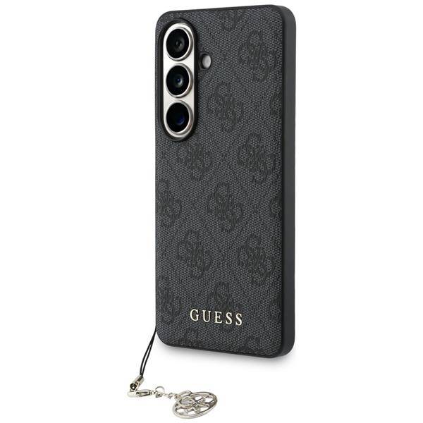 Guess Hülle Classic Galaxy S26 Kunstleder grau MagSafe mit Kette goldfarbig