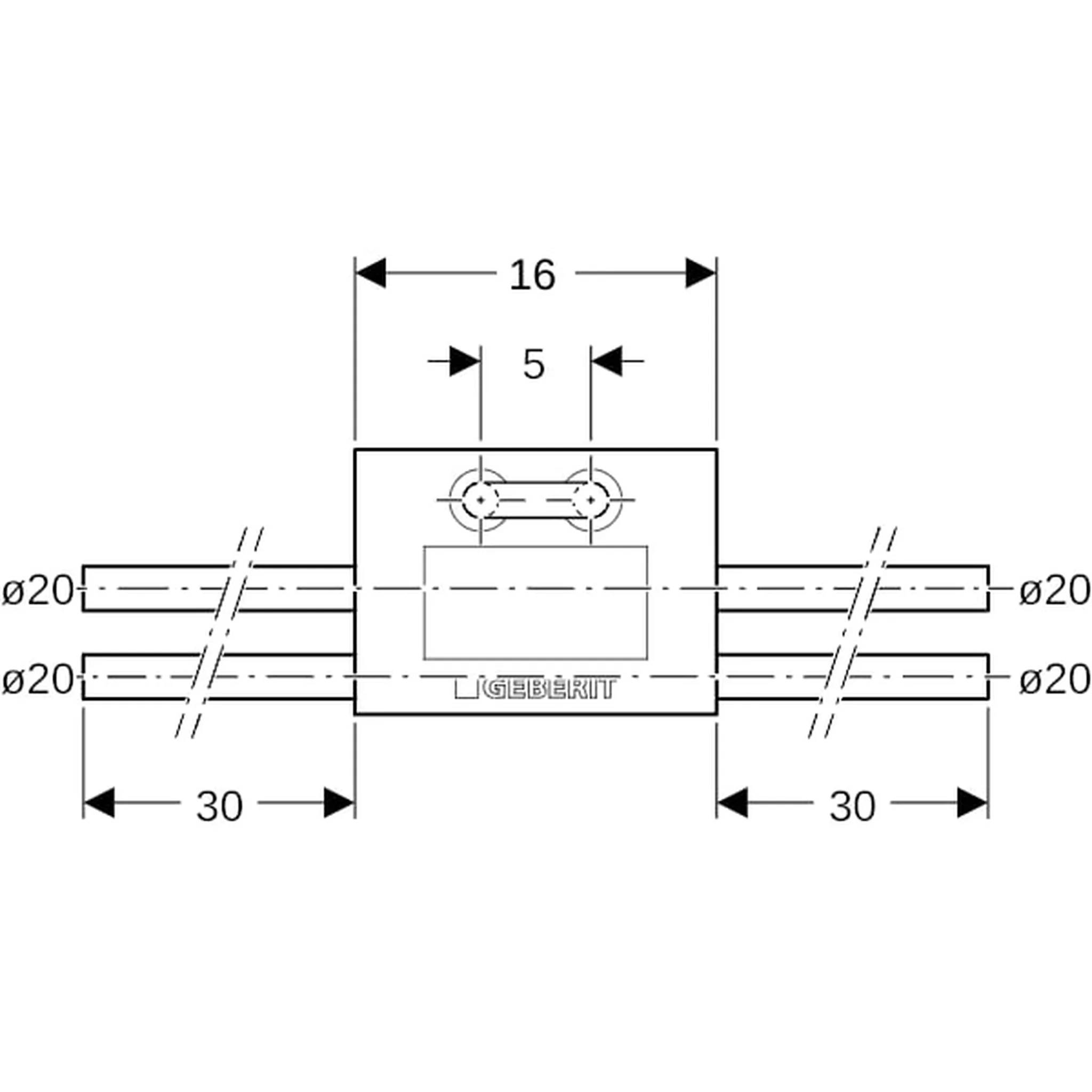 Geberit GE FlowFit Anschlussbox, Typ T, d20 x 16 x 20 mm, 1 Stk.