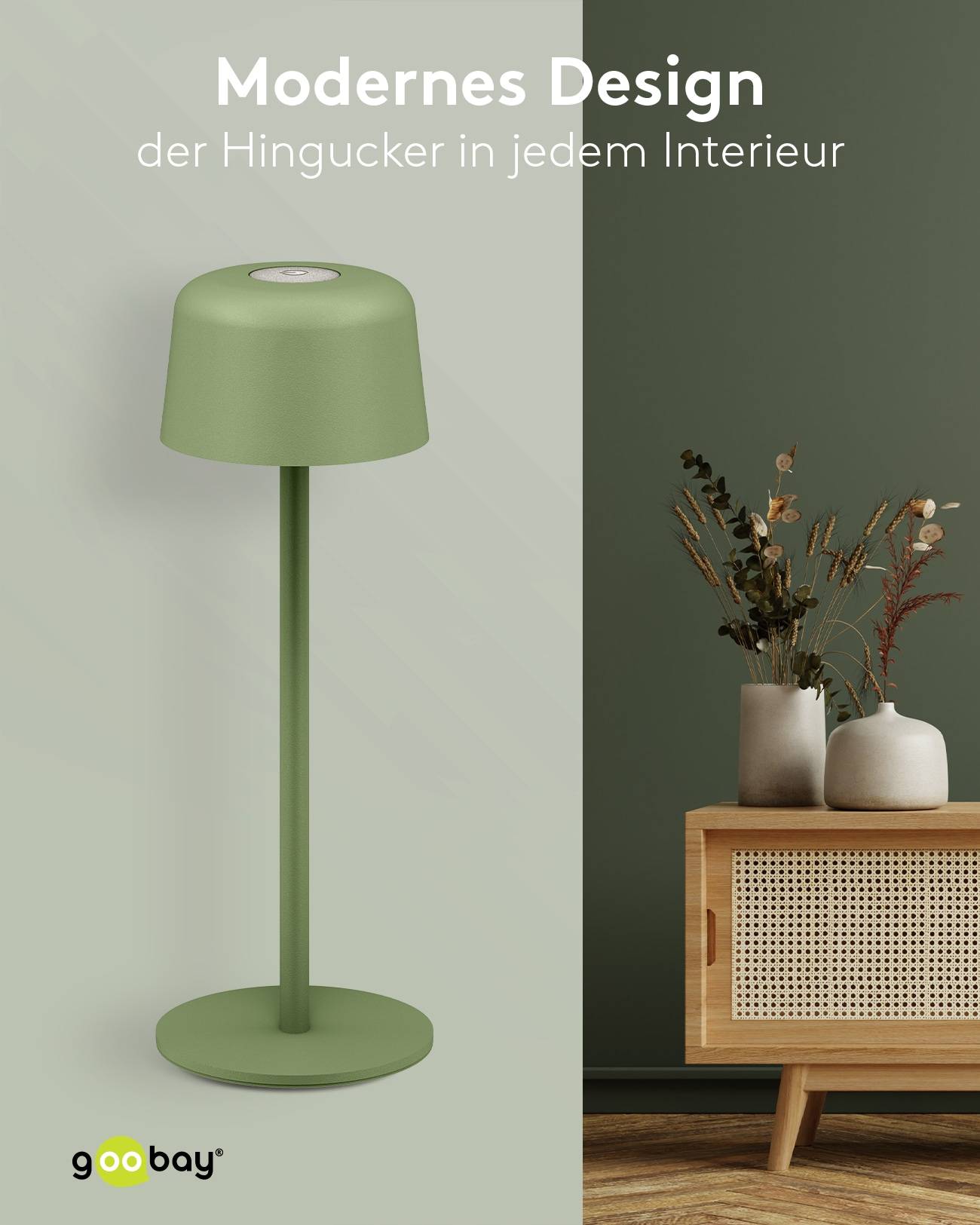 GOOBAY LED-Tischleuchte 77677, 2W, 3000 K, 150 lm, warmweiß, IP44, grün