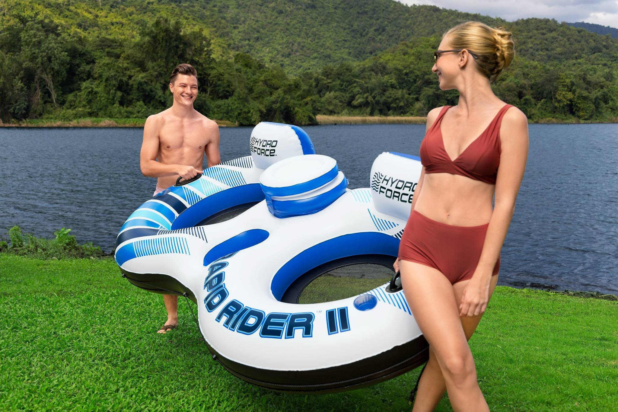 Bestway Schwimmring HydroForce RapidRider II 2Personen 251x132cm Schwimmreifen