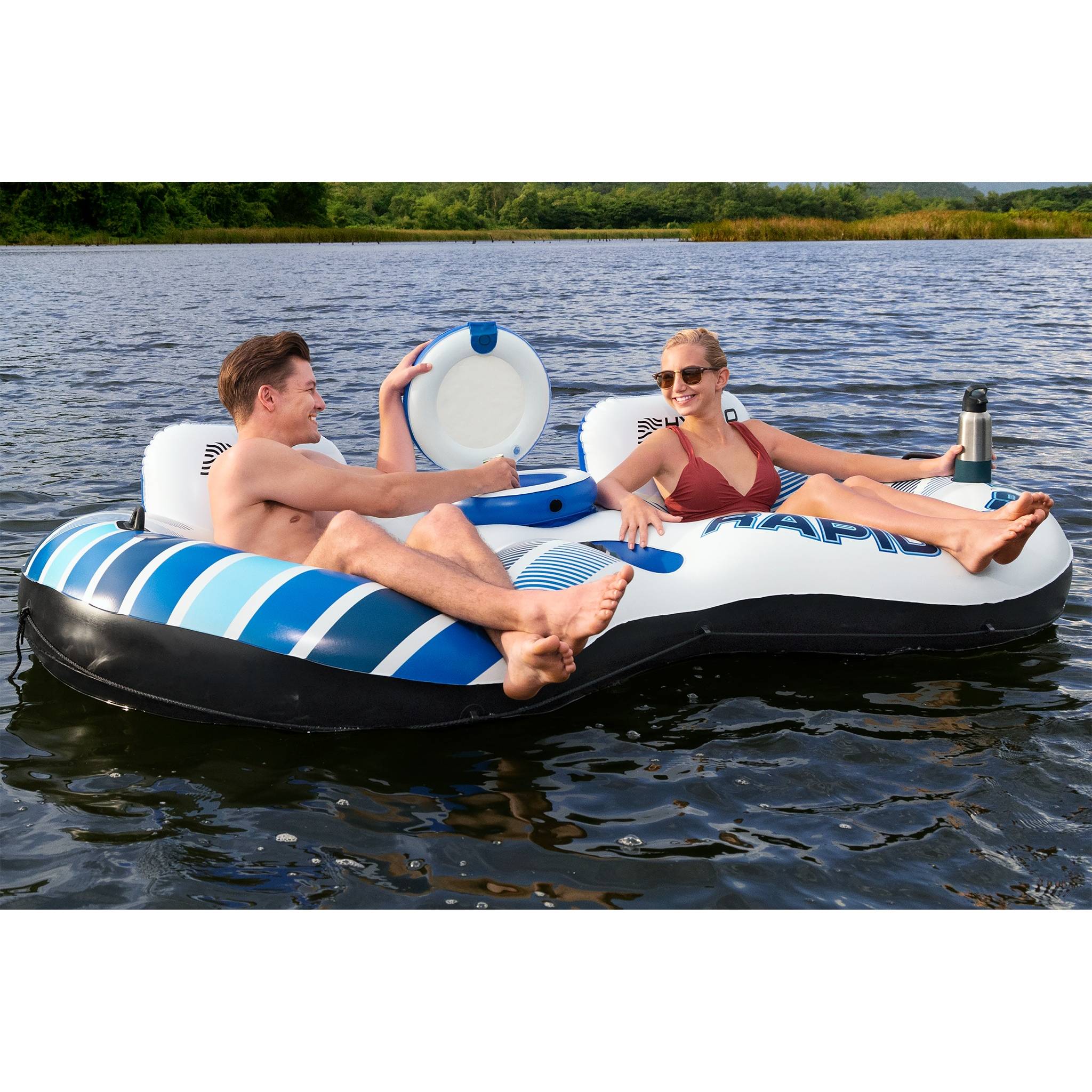 Bestway Schwimmring HydroForce RapidRider II 2Personen 251x132cm Schwimmreifen