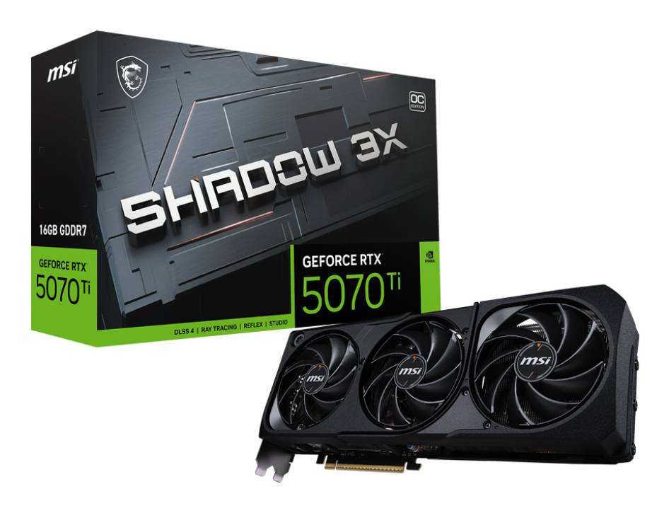 MSI GeForce RTX 5070 Ti 16G SHADOW 3X OC NVIDIA 16 GB GDDR7 BULK - 16.384 MB
