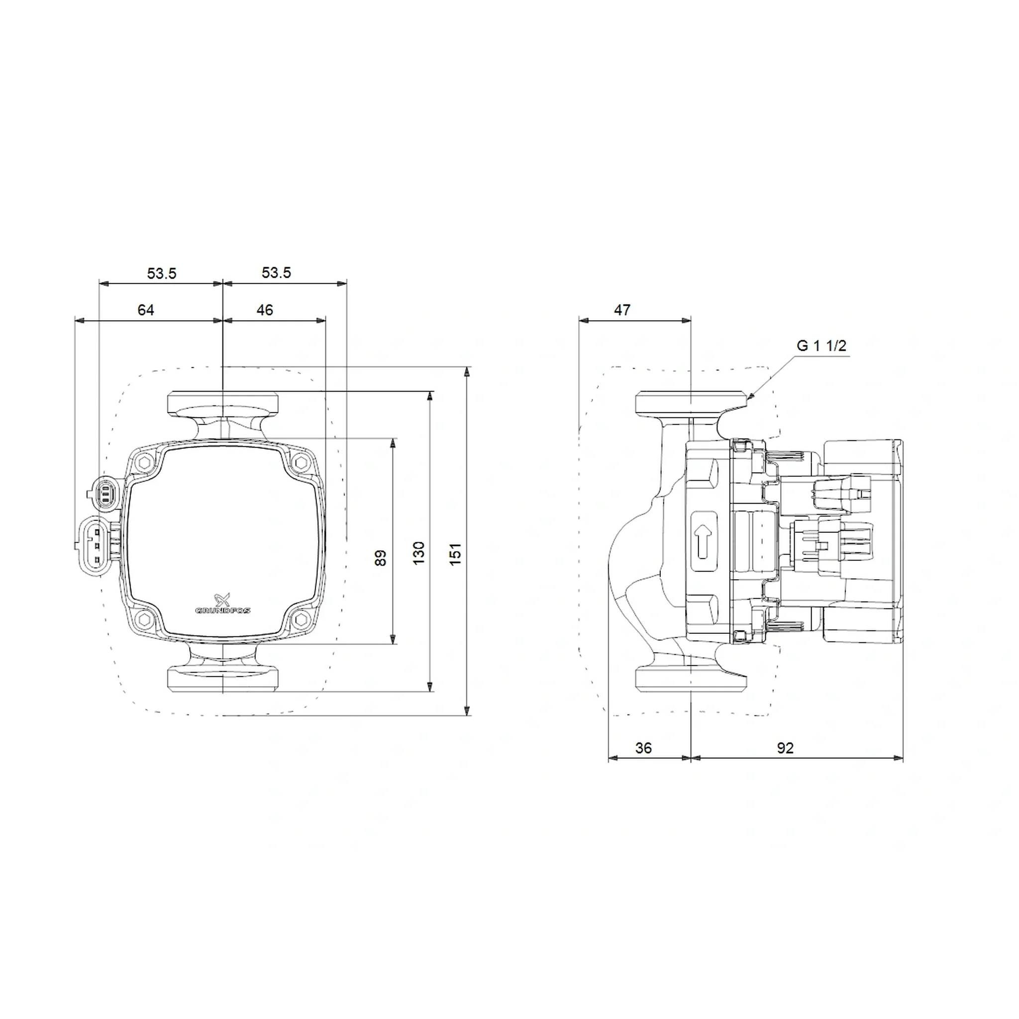 Grundfos Hocheffizienz Umwälzpumpe, ALPHA2 GO, 25-60, 130, 220-240V, 9H DF0, 1 Stk.