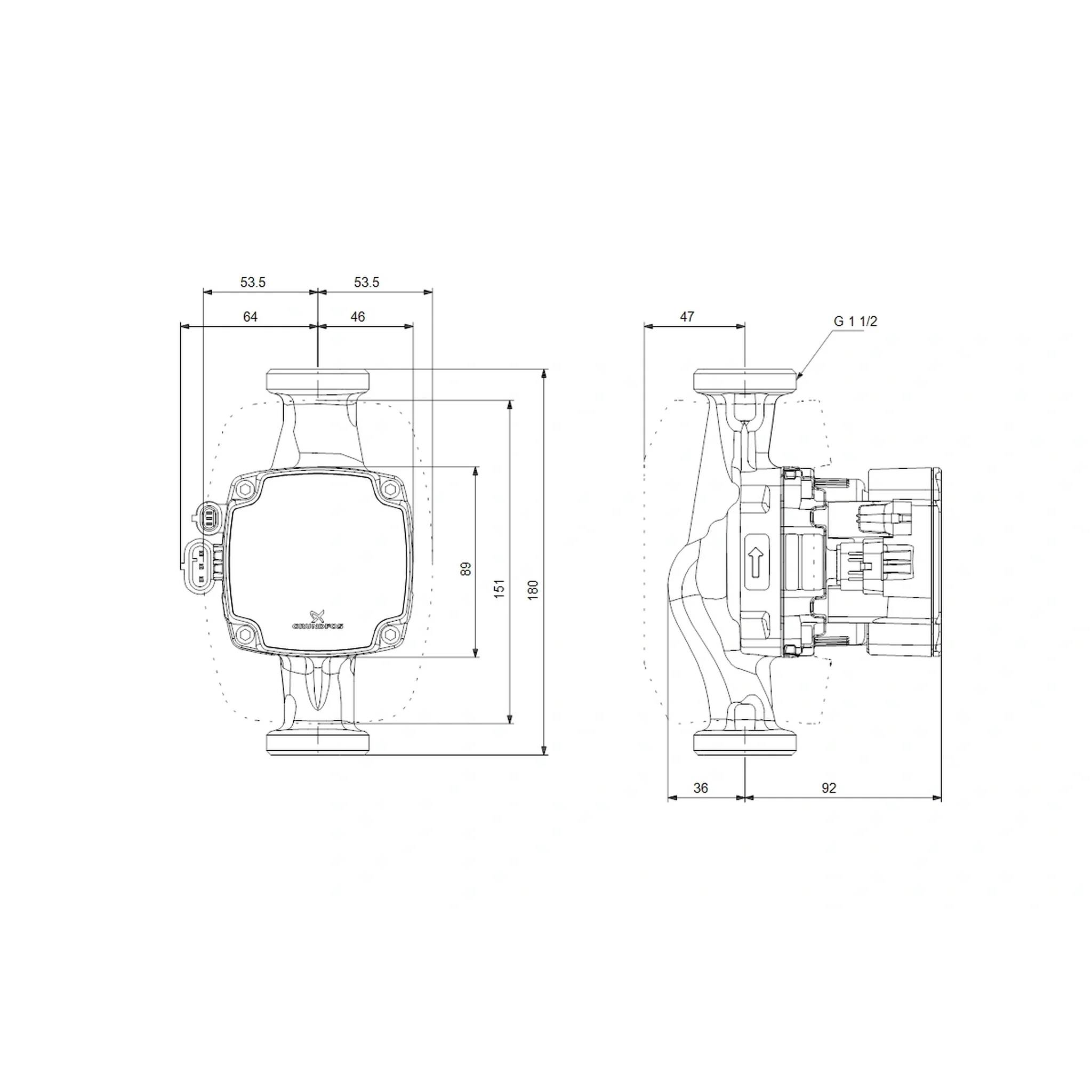 Grundfos Hocheffizienz Umwälzpumpe, ALPHA2 GO, 25-75, 180, 220-240V, 9H DG0, 1 Stk.
