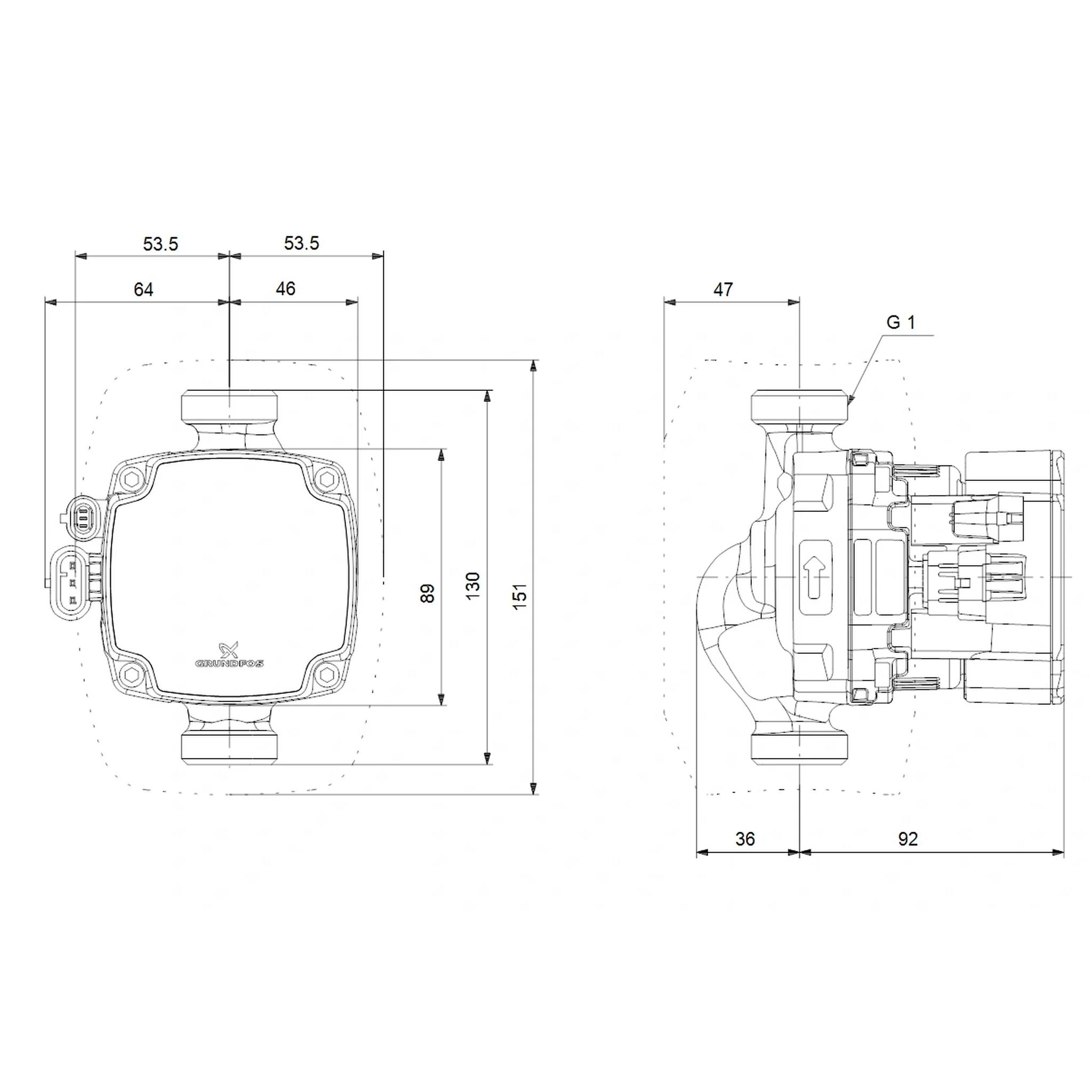 Grundfos Hocheffizienz Umwälzpumpe, ALPHA2 GO, 15-60, 130, 220-240V, 9H DF0, 1 Stk.