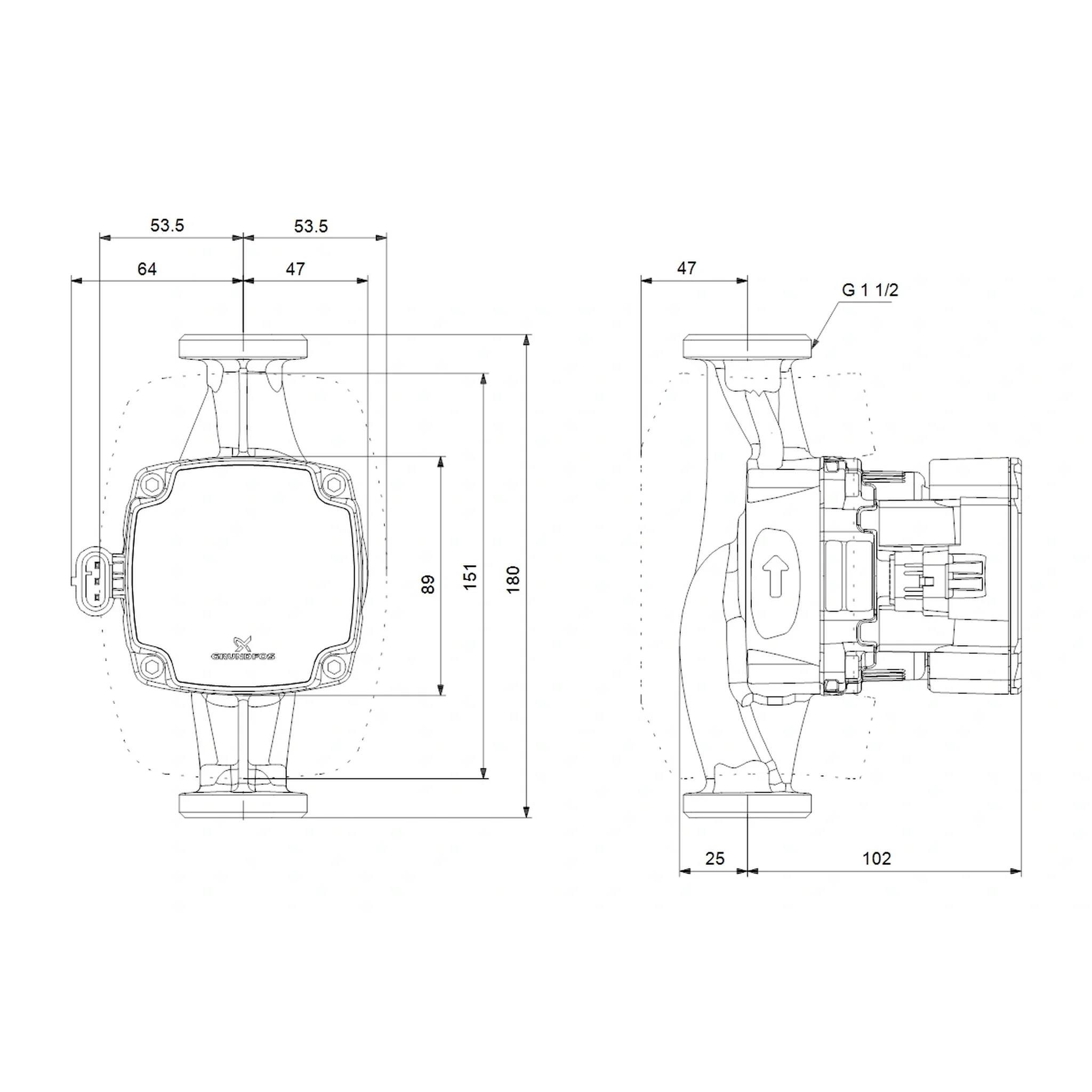 Grundfos Hocheffizienz Umwälzpumpe ALPHA1 GO, 25-40, 180, 220-240V, 9H DB0, 1 Stk.