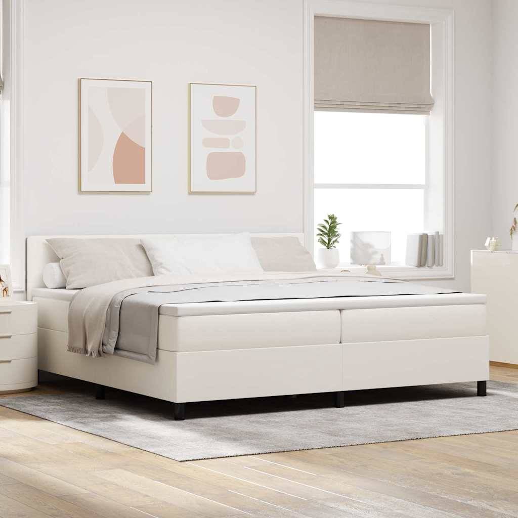 vidaXL Boxspringbett Creme und Weiß 200 x 200 cm Cordstoff