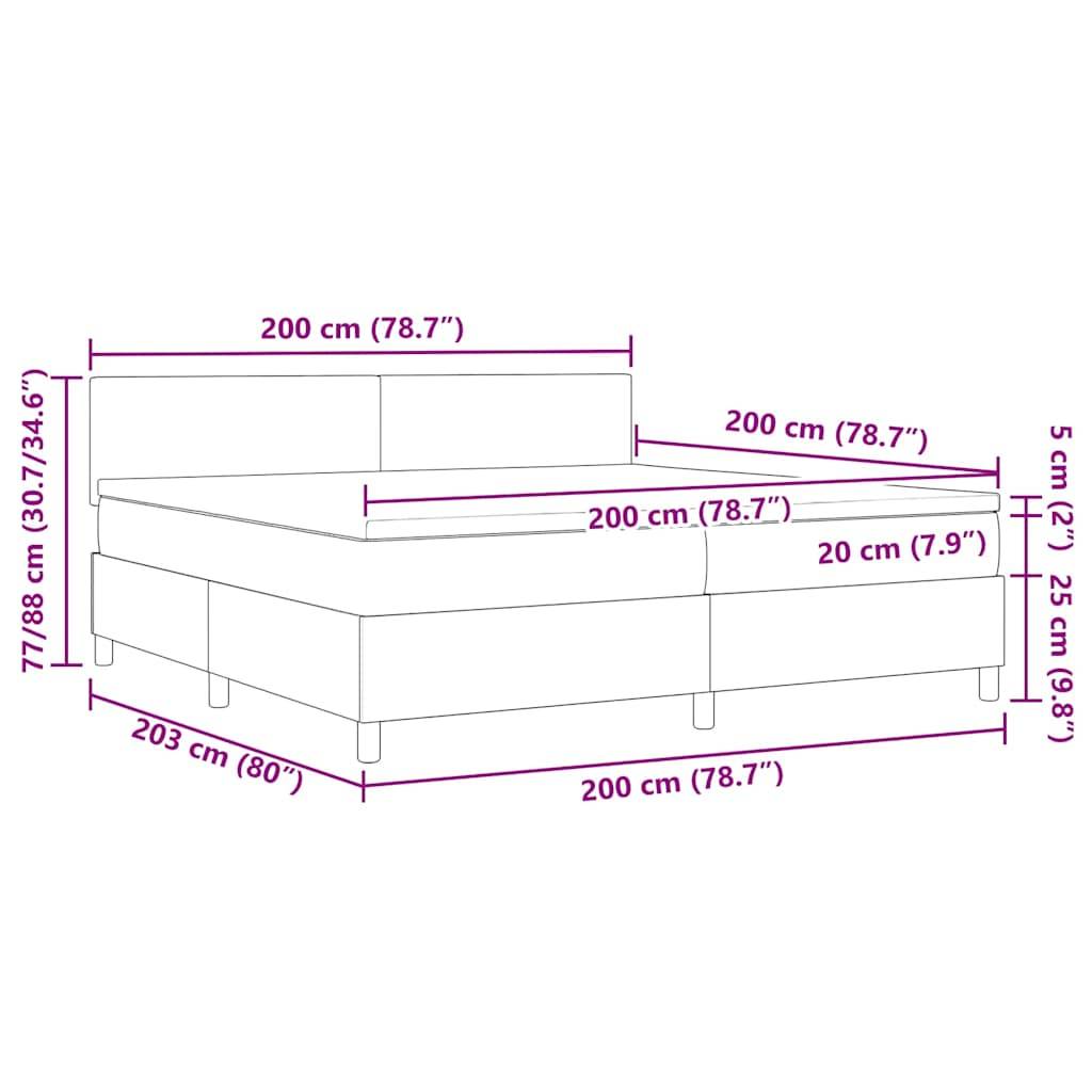 vidaXL Boxspringbett Creme und Weiß 200 x 200 cm Cordstoff