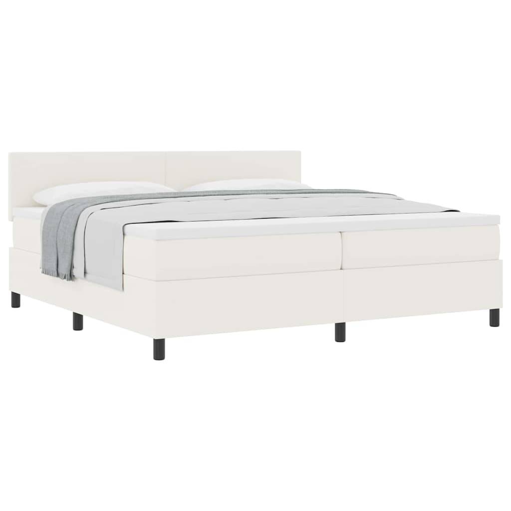 vidaXL Boxspringbett Creme und Weiß 200 x 200 cm Cordstoff