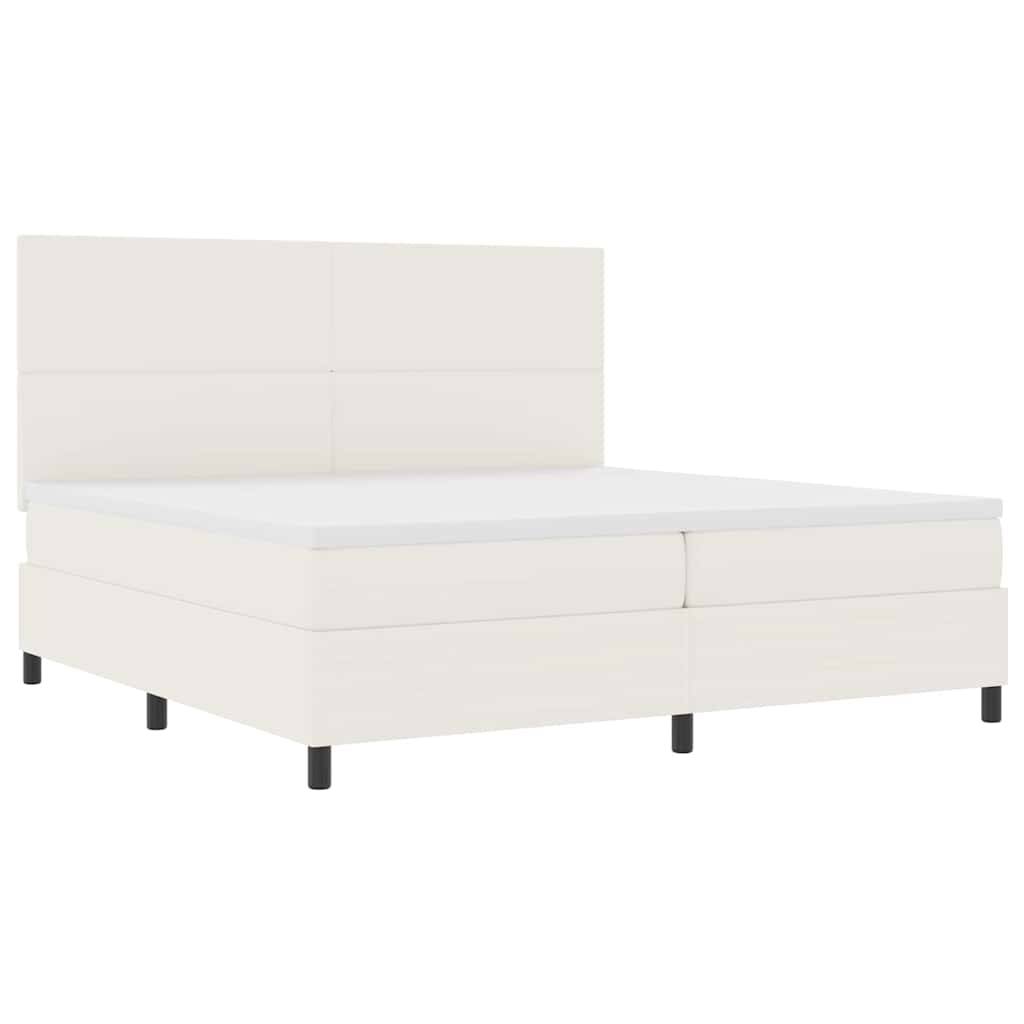 vidaXL LED Boxspringbett Creme und Weiß 200 x 200 cm Cordstoff