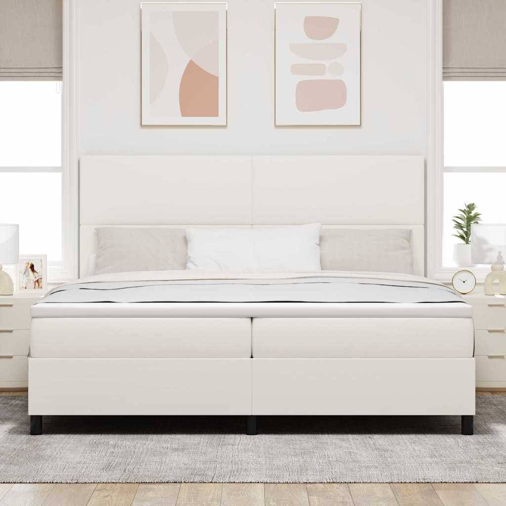 vidaXL LED Boxspringbett Creme und Weiß 200 x 200 cm Cordstoff