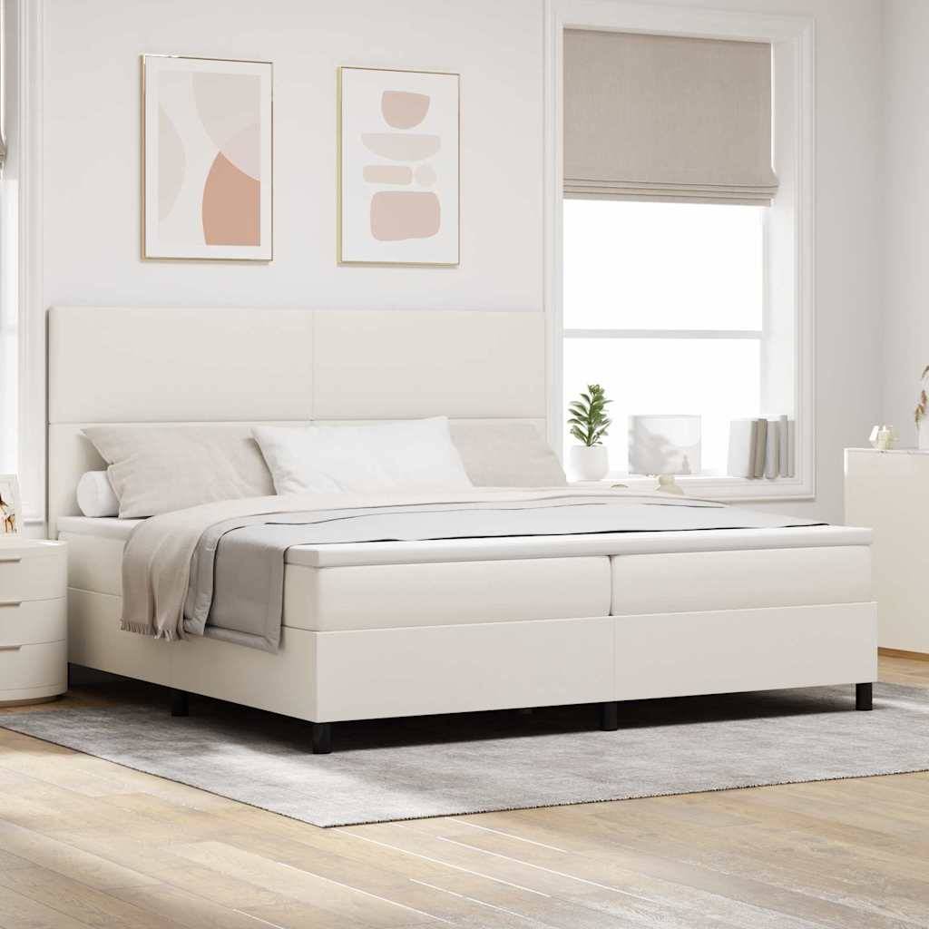vidaXL LED Boxspringbett Creme und Weiß 200 x 200 cm Cordstoff