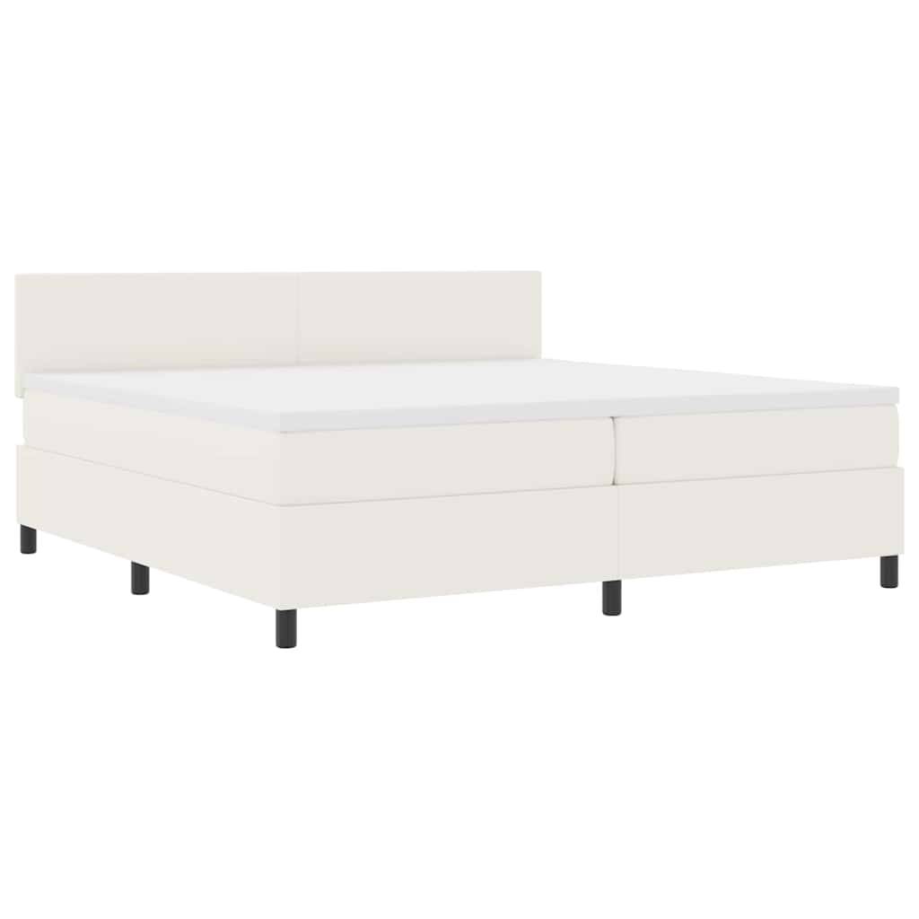 vidaXL Boxspringbett Creme und Weiß 200 x 200 cm Cordstoff