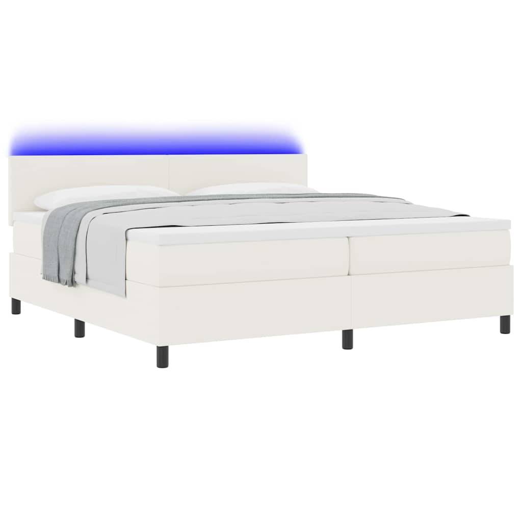 vidaXL LED Boxspringbett Creme und Weiß 200 x 200 cm Cordstoff