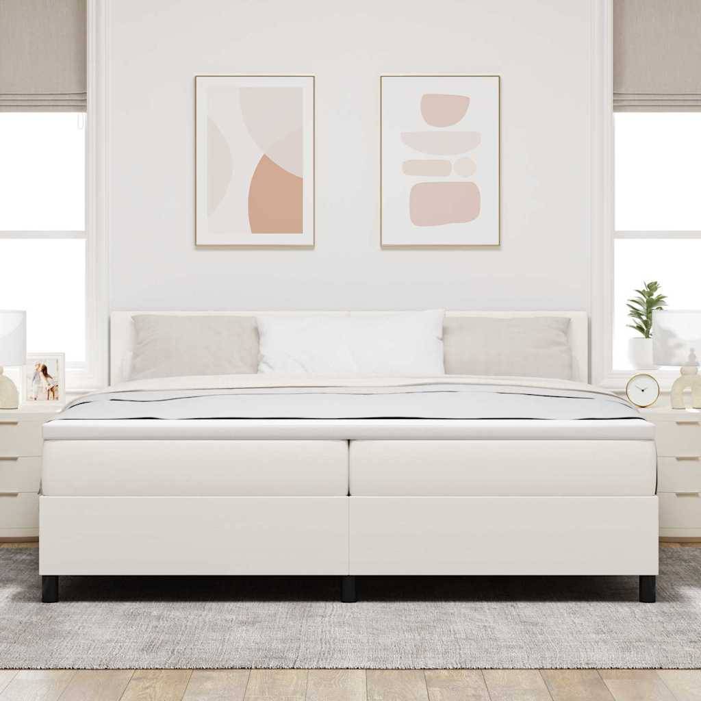 vidaXL Boxspringbett Creme und Weiß 200 x 200 cm Cordstoff