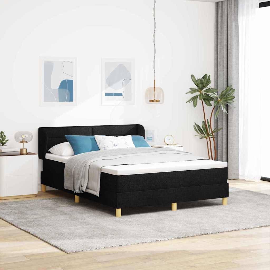 vidaXL Boxspringbett mit Matratze Schwarz 140 x 190 cm Stoff