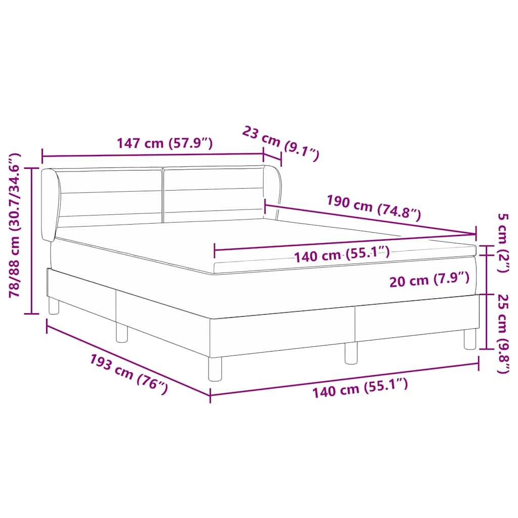 vidaXL Boxspringbett mit Matratze Schwarz 140 x 190 cm Stoff