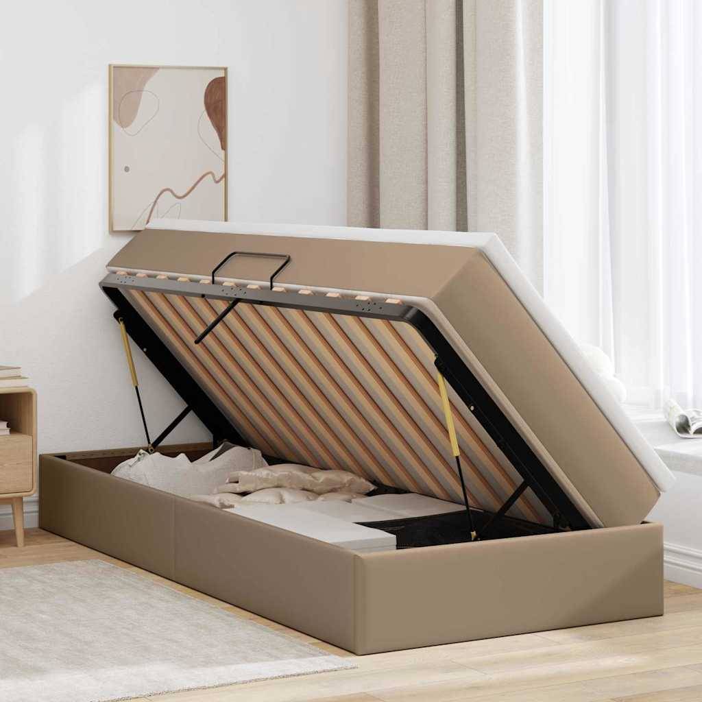 vidaXL Aufbewahrungsbett mit Matratze Cappuccino 90 x 200 cm