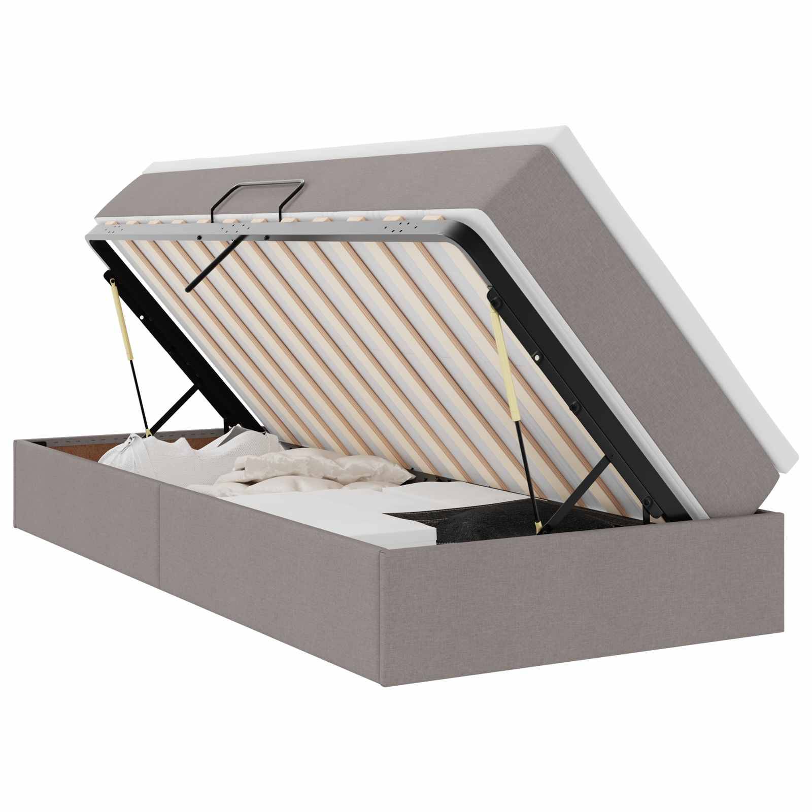 vidaXL Aufbewahrungsbett mit Matratze Taupe 100 x 200 cm Polyester