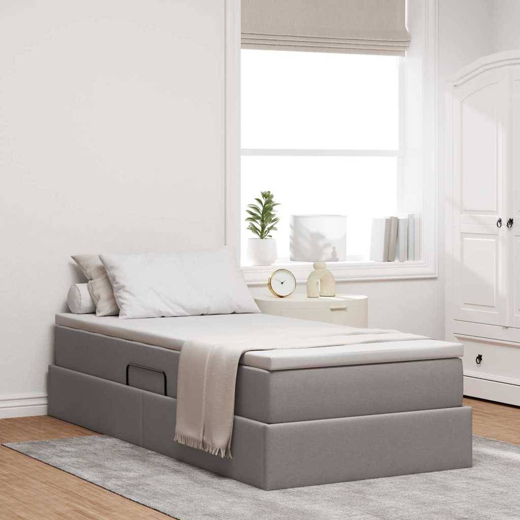 vidaXL Aufbewahrungsbett mit Matratze Taupe 100 x 200 cm Polyester