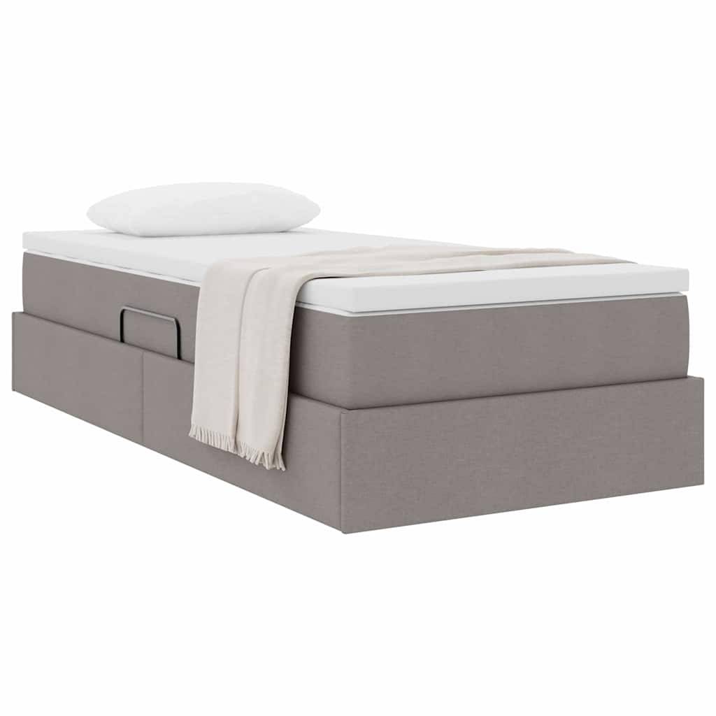 vidaXL Aufbewahrungsbett mit Matratze Taupe 90 x 200 cm Polyester