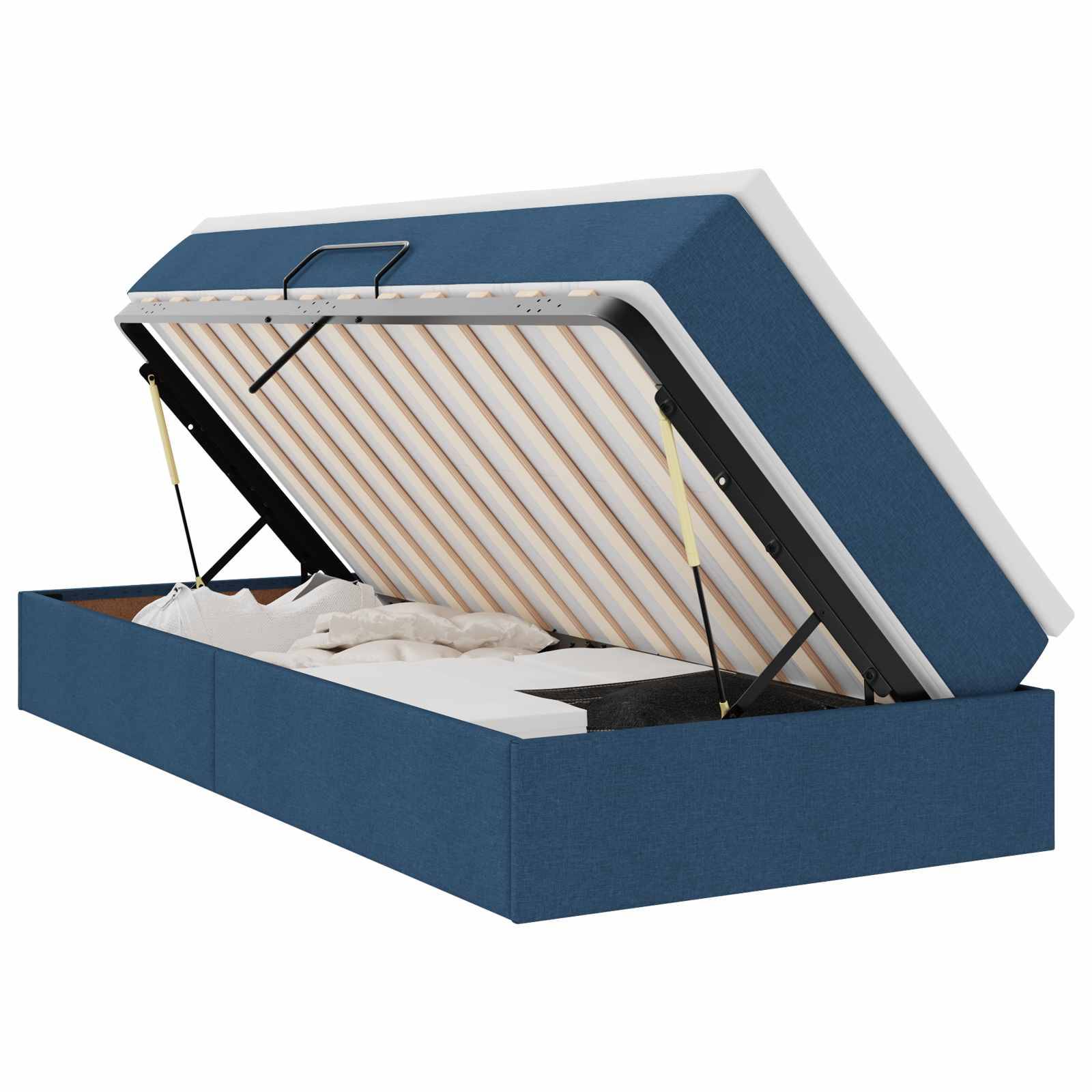 vidaXL Aufbewahrungsbett mit Matratze Blau 100 x 200 cm Polyester