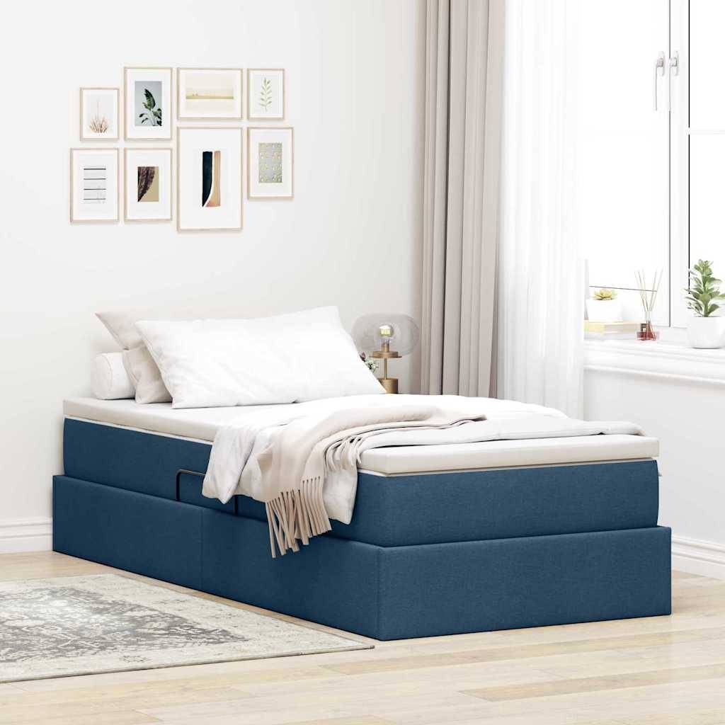 vidaXL Aufbewahrungsbett mit Matratze Blau 100 x 200 cm Polyester