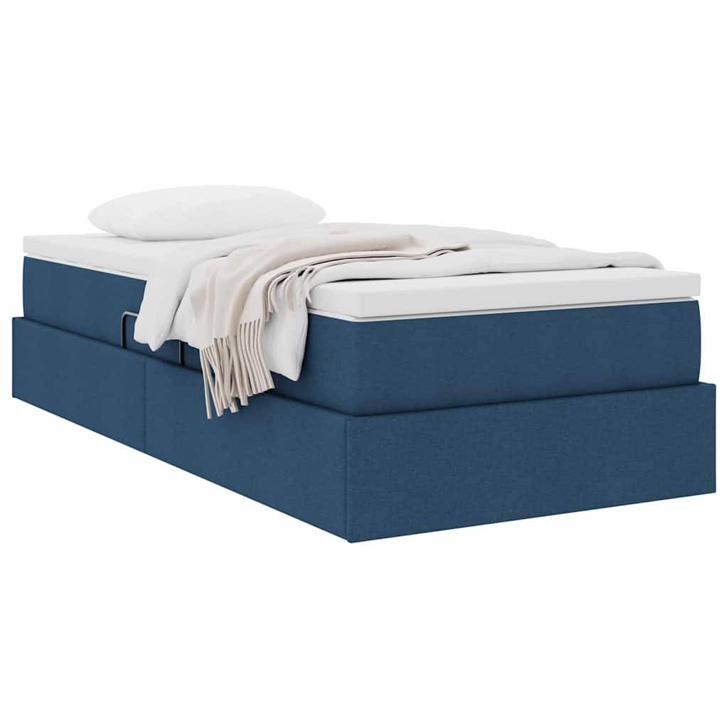 vidaXL Aufbewahrungsbett mit Matratze Blau 100 x 200 cm Polyester