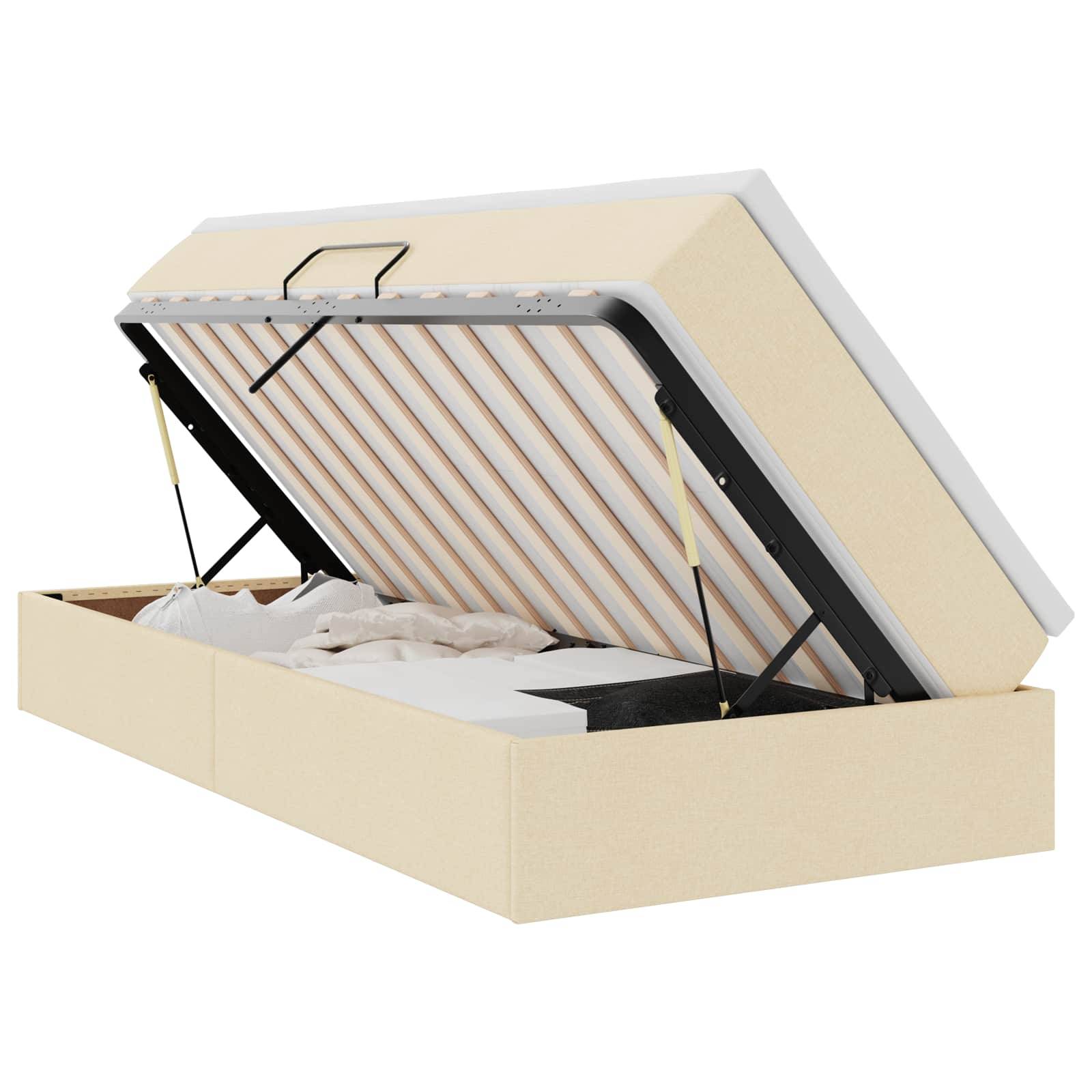 vidaXL Aufbewahrungsbett mit Matratze Creme 90 x 200 cm Polyester