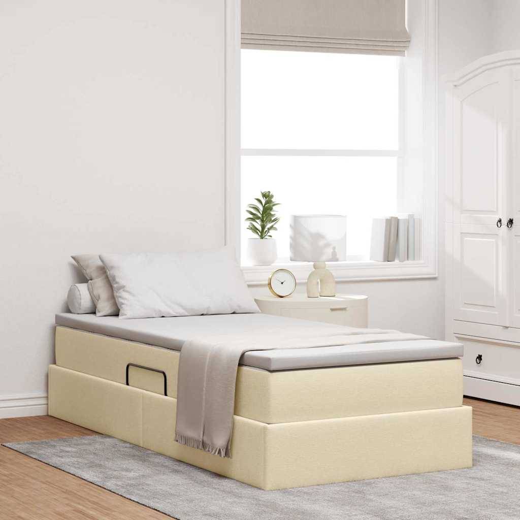 vidaXL Aufbewahrungsbett mit Matratze Creme 90 x 200 cm Polyester