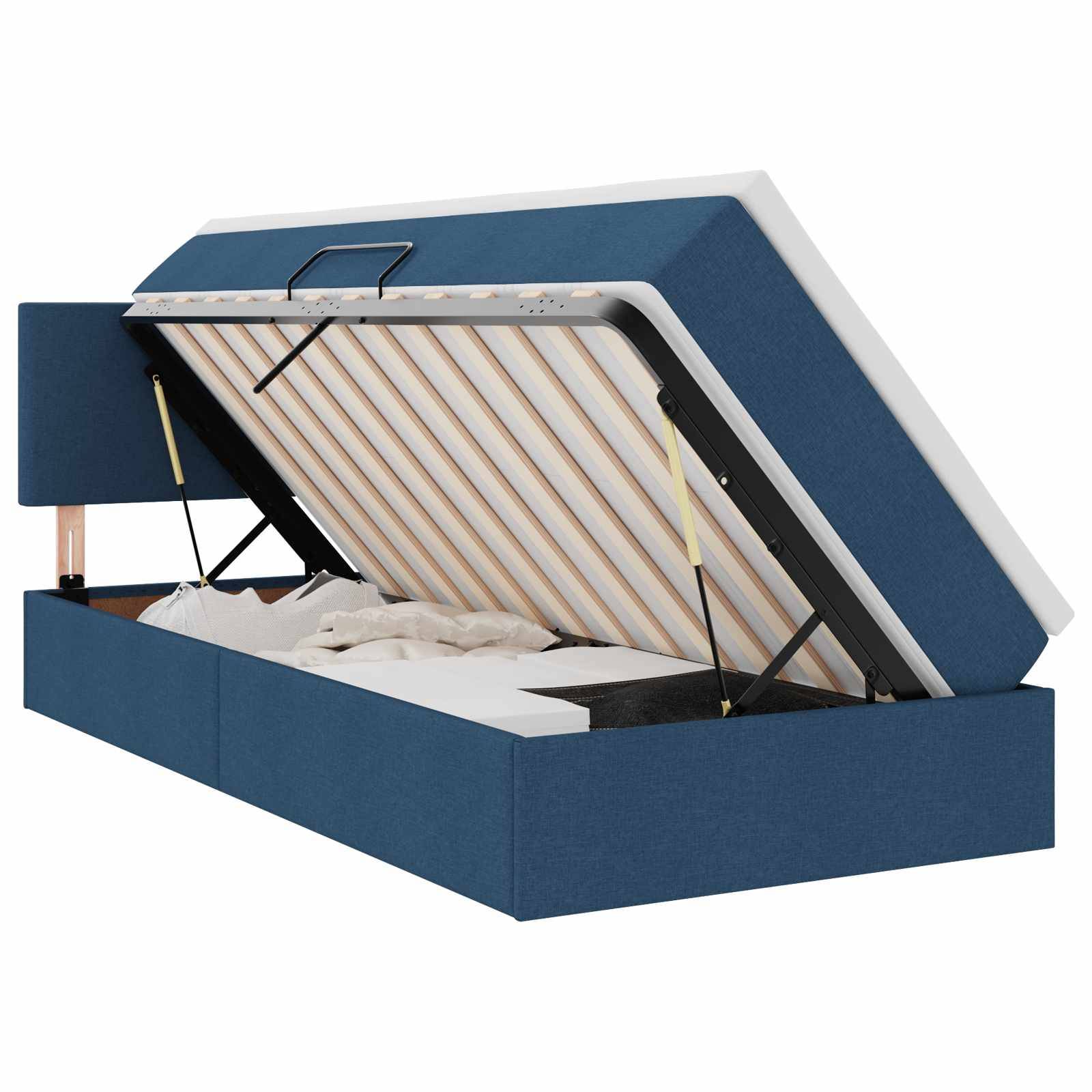 vidaXL LED-Speicherbett mit Matratze Blau 90 x 200 cm Stoff