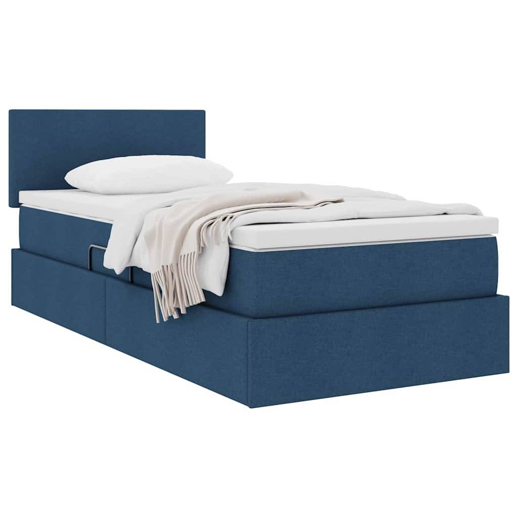 vidaXL Aufbewahrungsbett mit Matratze Blau 90 x 200 cm Holzwerkstoff