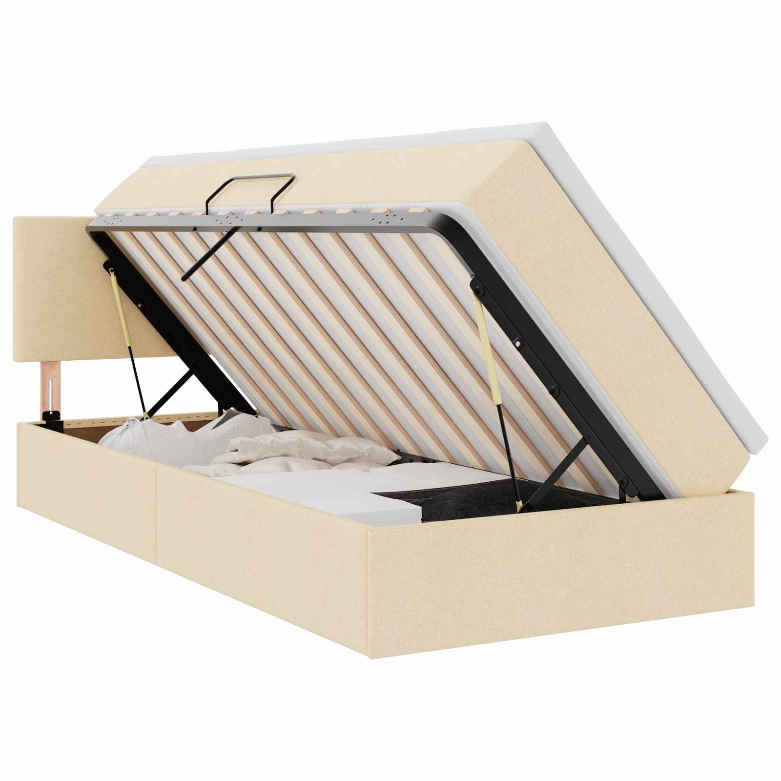 vidaXL Aufbewahrungsbett mit Matratze Creme 90 x 200 cm Holzwerkstoff