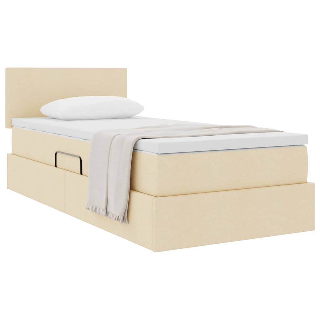 vidaXL Aufbewahrungsbett mit Matratze Creme 90 x 200 cm Holzwerkstoff