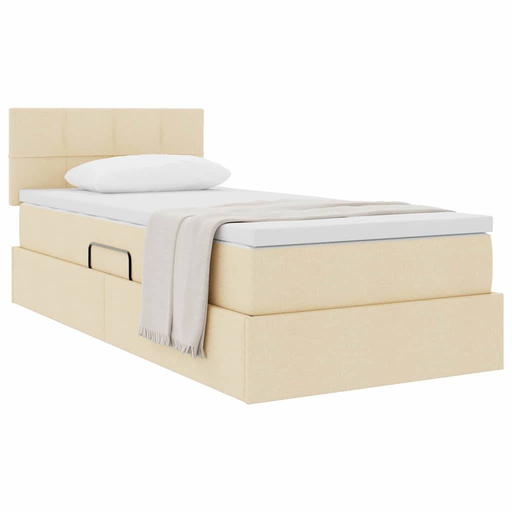 vidaXL Aufbewahrungsbett mit Matratze Creme 90 x 200 cm Holzwerkstoff